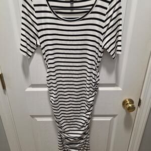 Isabella Oliver Maternity Striped Bodycon Ruched T-Shirt Dress Size 2
